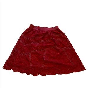 Women’s Ann Taylor Red Burgundy Lace Skirt Size 0